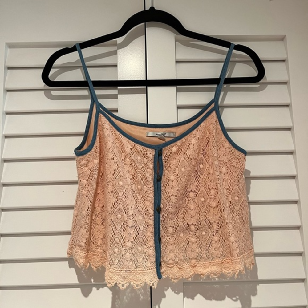 Papaya Spaghetti Strap‎ Crop Top